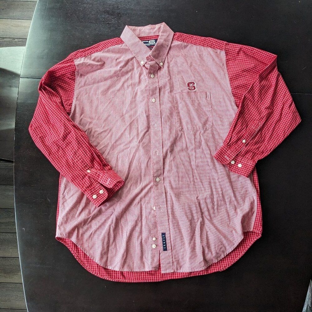 Crable Sportswear NC State Wolfpack Gingham Button Down Shirt Mens XL Red White
